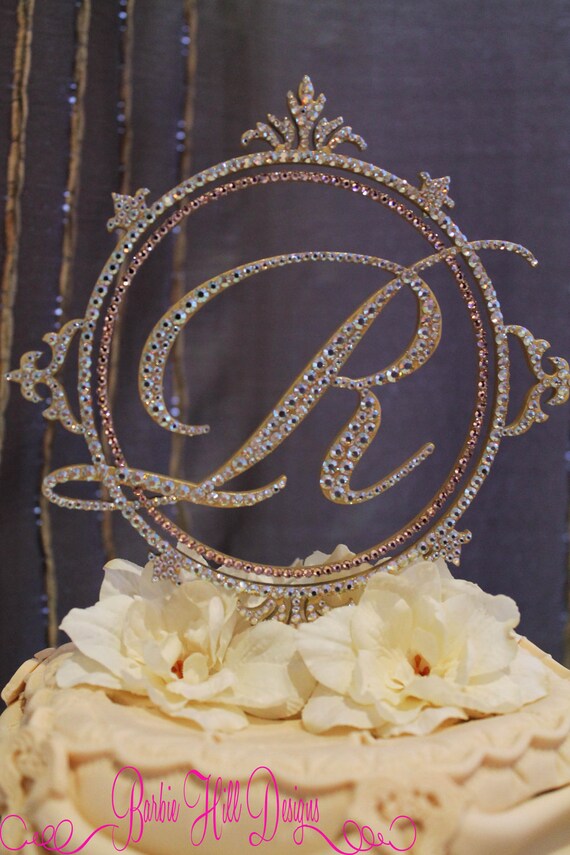 Items similar to 6" Custom Crystal Monogram Cake Topper Letter R on Etsy