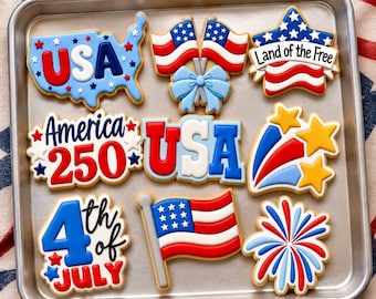 Fourth of July Cookie Cutters, USA Cookie Cutters, 9 styles, 3.5-6in, Durable and Heat Resistant