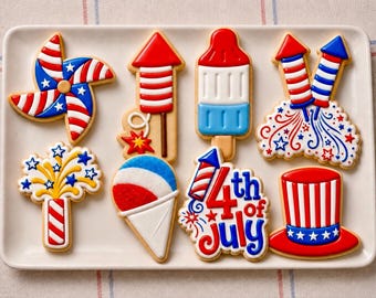 Fourth of July Cookie Cutters, Patriotic Cookie Cutters, 8 styles, 3.5-6in, Durable and Heat Resistant