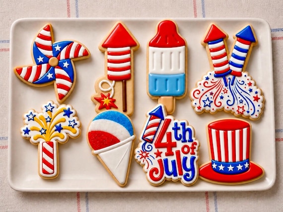 Fourth of July Cookie Cutters, Patriotic Cookie Cutters, 8 styles, 3.5-6in, Durable and Heat Resistant
