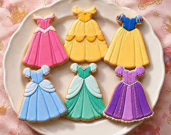 Princess Dress Cookie Cutters, Girly Cookie Cutters, 6 styles, 3.5-6in, Durable and Heat Resistant