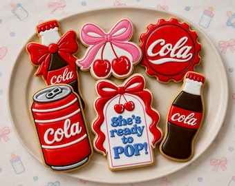 She’s Ready to Pop Baby Shower Cookie Cutters, Coke Bottle Cookie Cutters, 8 styles, 3.5-6in, Durable and Heat Resistant