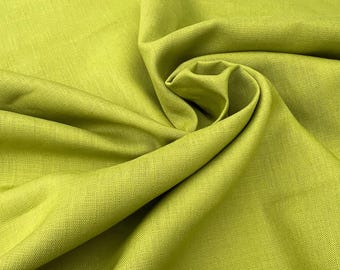 Linen Chartreuse Fabric Sold by the Half-Yard Natural Textile Breathable Summer Sewing Shirts, Tops, Dresses, Bag-making, Travel Wardrobe,