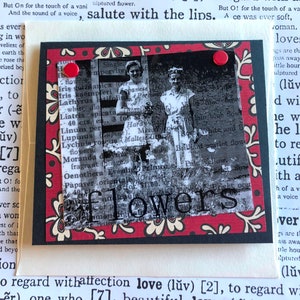 NEW Handmade Card Featuring Vintage Photo Two Girlfriends in Garden