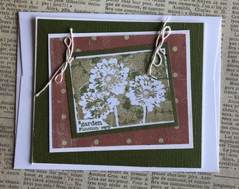 NEW Handmade Greeting Card with Stamped Flowers and Springtime theme