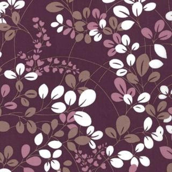 Leaves and Sprigs in Eggplant from Simply Color by V and Co. - Half Yard