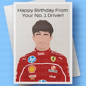 Carte d'anniversaire inspirée de Charles Leclerc - joyeux anniversaire de la part de votre pilote n°1, carte d'anniversaire de formule 1 - BreezyBazaarCo