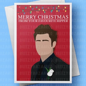 Joyeux Noël de votre carte d&#39;éventreur préférée - carte de Noël inspirée de Paul Wesley, carte de Noël Vampire Paul Wesley - BreezyBazaarCo