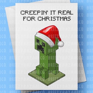 Tarjeta navideña inspirada en videojuegos: tarjeta navideña de videojuegos para él, tarjeta navideña de juegos para PC, tarjeta navideña inspirada en videojuegos - BreezyBazaarCo