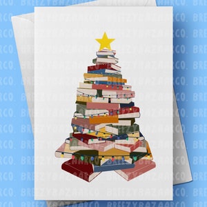 Biglietto di Natale Bookworm - Biglietto di Natale per amanti della lettura, biglietto di Natale letterario, biglietto di Natale per amanti dei libri - BreezyBazaarCo