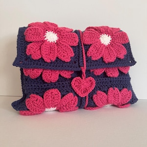 Floral Crochet Book Sleeve - Crochet Book Cover, Crochet Hardback Book Sleeve, Crochet Hardback Book Cover - BreezyBazaarCo