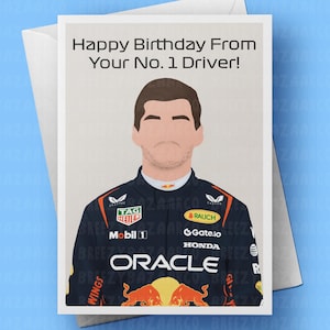Cartão de aniversário inspirado em Max Verstappen - Feliz Aniversário do seu Piloto Nº 1, Cartão de Aniversário de Fórmula 1 - BreezyBazaarCo