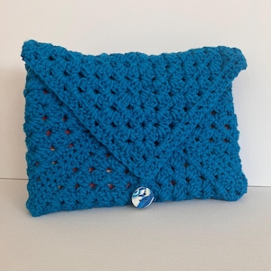 Blue Crochet Book Sleeve - Crochet Book Cover, Crochet Hardback Book Sleeve, Crochet Hardback Book Cover - BreezyBazaarCo