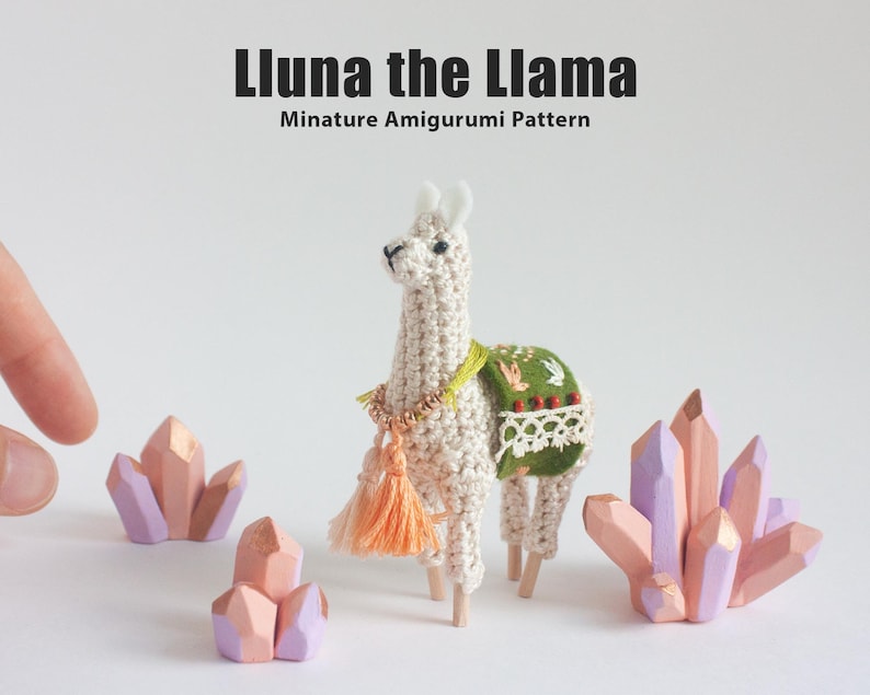 Mini Crochet Llama PDF Pattern amigurumi pattern for tiny dollhouse, alpaca llama gifts, crochet pdf pattern, dollhouse miniatures image 1