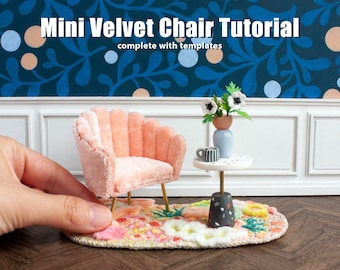 Mini Velvet Scalloped Chair Tutorial - PDF download for miniature chair instructions; guides, printable templates and step-by-step photos