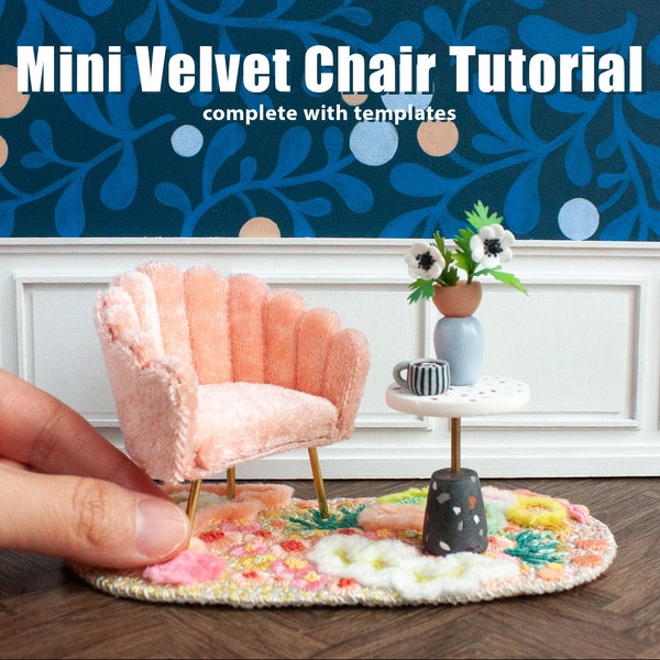 Mini Velvet Scalloped Chair Tutorial - PDF download for miniature chair instructions; guides, printable templates and step-by-step photos