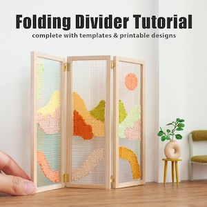 Miniature Dollhouse Folding Screen Tutorial - PDF download for mini room divider; guides, printable templates and step-by-step photos