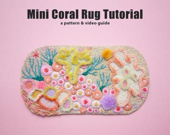 Miniature Dollhouse Rug PDF Tutorial - for mini embroidered carpet instructions; includes printable template & video guide