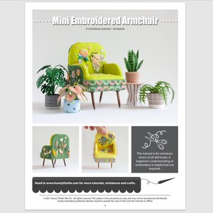 Dollhouse Tutorial PDF download for mini embroidered armchair instructions includes printable templates and step-by-step photos image 3