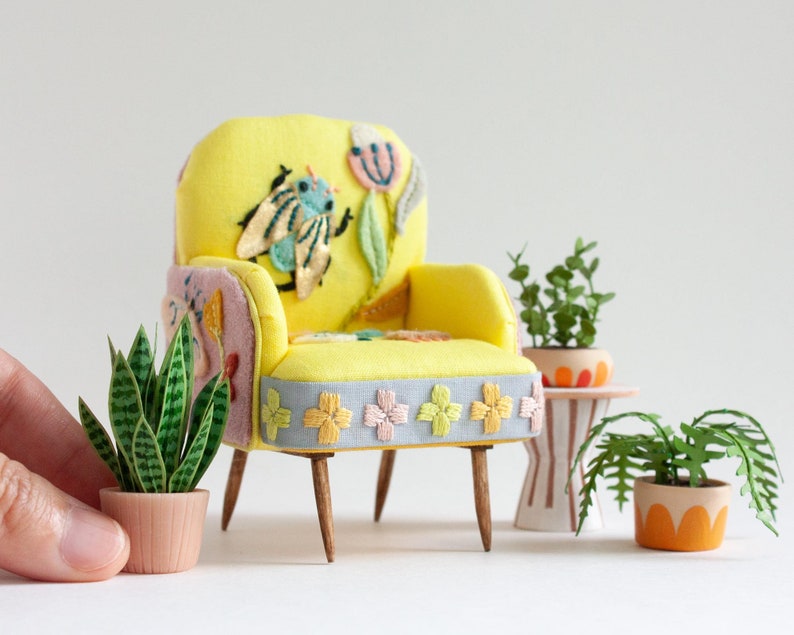 Dollhouse Tutorial PDF download for mini embroidered armchair instructions includes printable templates and step-by-step photos image 6