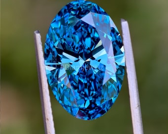 IGI Certified 1-5 CT Fancy Vivid Blue Oval Lab Grown Diamond.