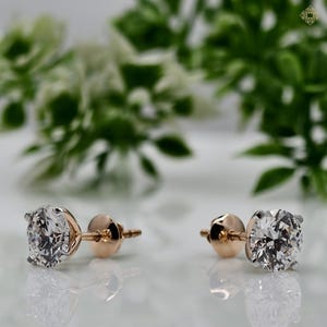 2 carat diamond stud earrings E color VS clarity IGI certified lab grown diamond 4 prong 14k white gold stud