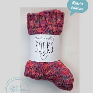 Banderoles for hand-knitted socks for direct download | Print template as PDF download | Knitted socks | DIY