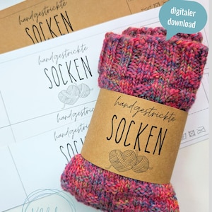 Banderoles for hand-knitted socks for direct download | Print template as PDF download | Knitted socks | DIY