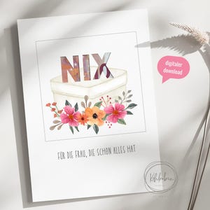 Tarjeta regalo en efectivo con sobre incluido para descarga directa |  Tarjeta plegable como descarga en PDF | Para la mujer que lo tiene todo | regalar dinero