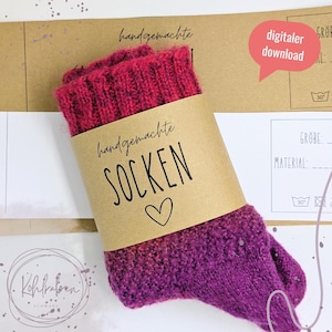 Banderoles for self-knitted socks for direct download | Print template as PDF download | Knitted socks | DIY