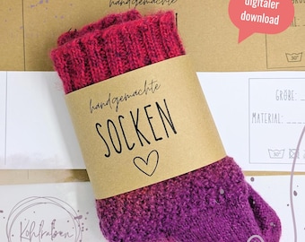 Banderoles for self-knitted socks for direct download | Print template as PDF download | Knitted socks | DIY