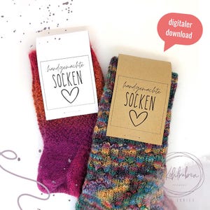 Banderoles for self-knitted socks for direct download | Print template as PDF download | Knitted socks | Portrait format for sewing
