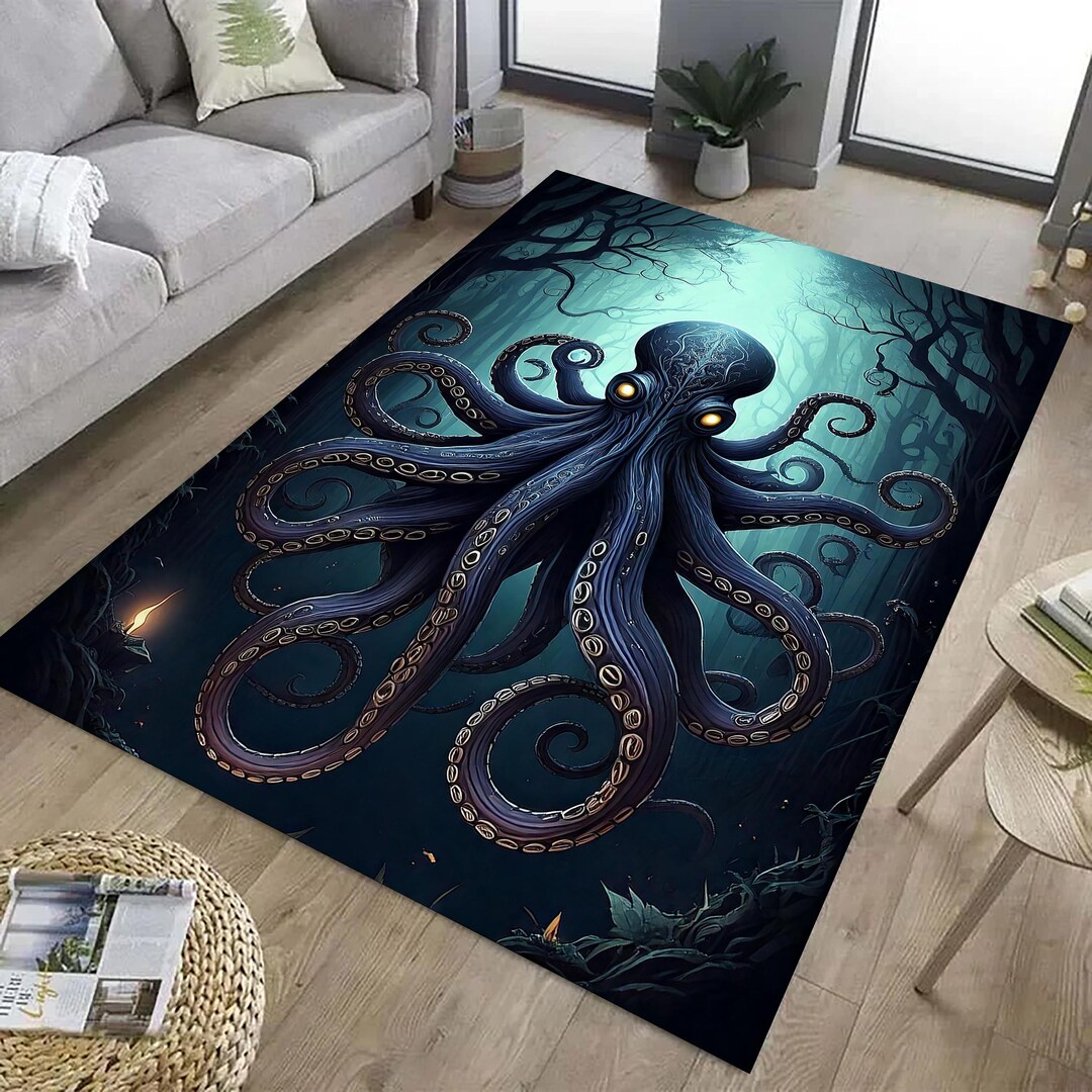 Gothic Octopus Rug, Dark Forest Kraken Design, Ideal Witchy Accent for ...