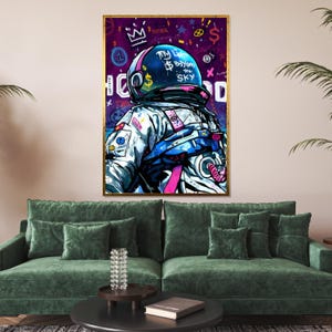 Graffiti Astronaut Canvas, Urban Space Art, Colorful Astronaut Print, Wall Art Canvas Design, Ready To Hang Decoration