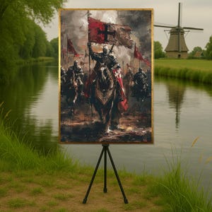 Medieval Knights Canvas, Crusader Battle Art, Knight Wall Painting, Historical Wall Art, Canvas Design, Ready to Hang Décor