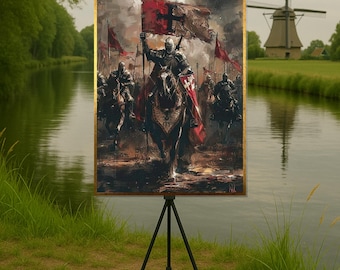 Medieval Knights Canvas, Crusader Battle Art, Knight Wall Painting, Historical Wall Art, Canvas Design, Ready to Hang Décor
