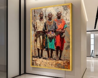 Tribal Warriors Canvas Print – African Heritage Wall Art – Cultural Wall Decor – Ready to Hang Fro Canvas Print for Home