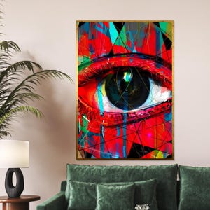 Vibrant Eye Canvas, Colorful Abstract Eye Art, Surreal Wall Art Canvas Design, Ready To Hang Wall Decor, Framed Modern Art Piece