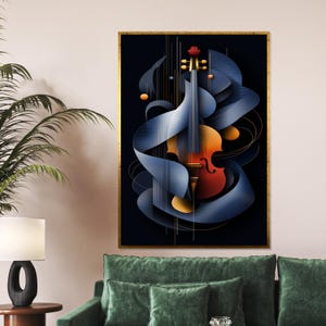 Abstract Violin Canvas, Musical Art, Modern Decor, Wall Art Canvas Design, Ready to Hang Decoration, String Instrument Print