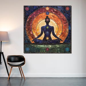 Chakra Meditation Canvas, Spiritual Wall Art, Yoga Art Print, Chakra Poster, Wall Art Canvas Design, Ready to Hang Decoration image 5