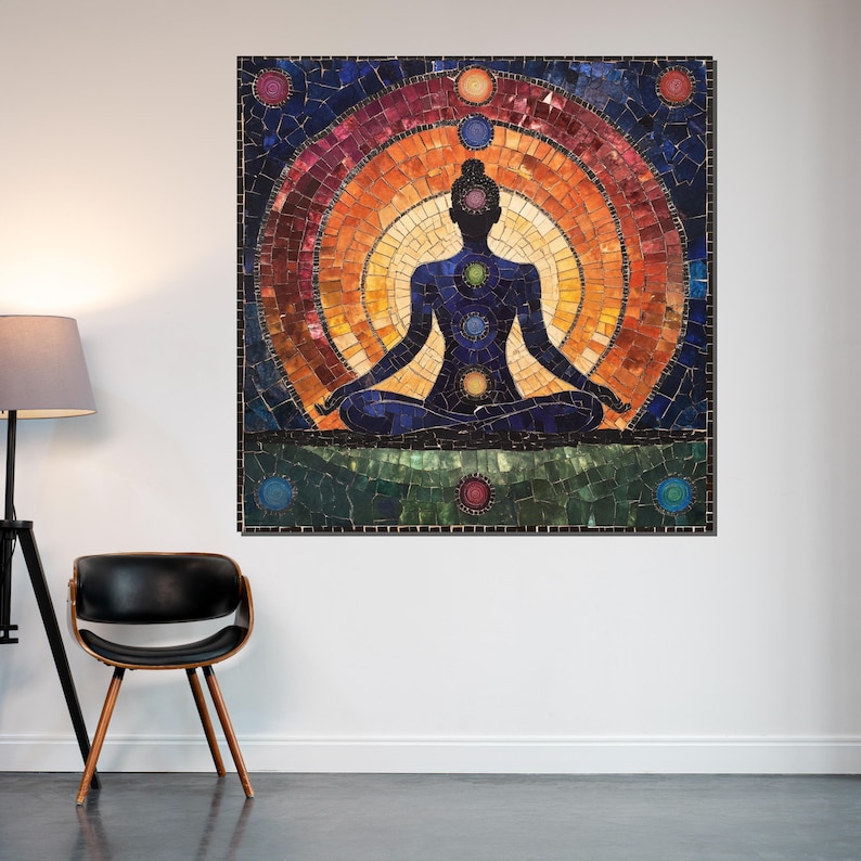 Chakra Meditation Canvas, Spiritual Wall Art, Yoga Art Print, Chakra Poster, Wall Art Canvas Design, Ready to Hang Decoration image 5