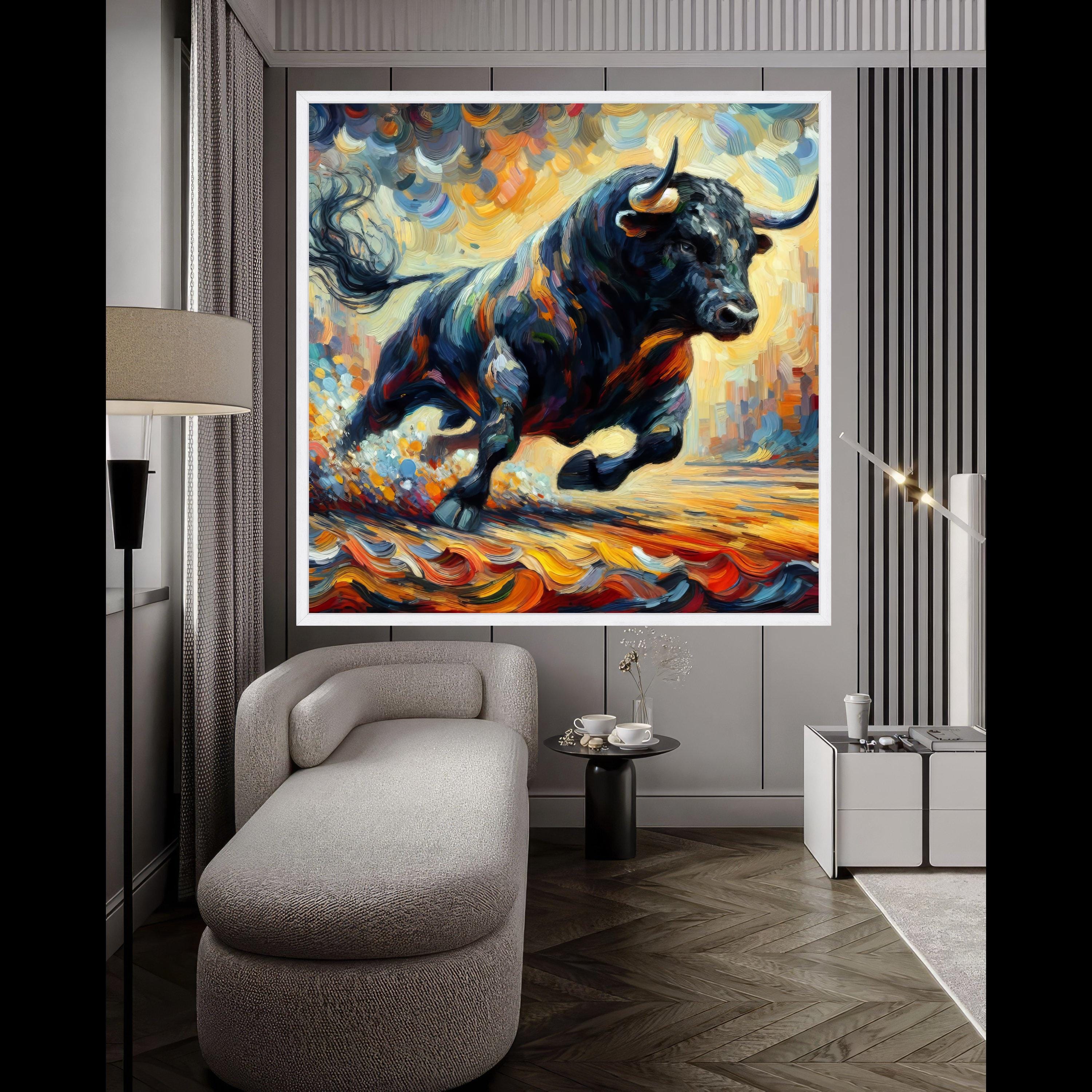 Abstract Bull Canvas Print – Powerful Wall Decor, Vibrant Wall Art ...