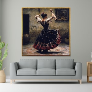 Flamenco Dancer Canvas, Elegant Spanish Dance Art, Wall Art Canvas Design, Ready To Hang Decoration, Dancing Lady Canvas Print
