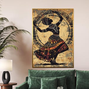 Ethnic Dance Canvas, Tribal Art Wall Print, African Dance Poster, Wall Art Canvas Design, Framed Canvas Ready To Hang, Cultural Decor