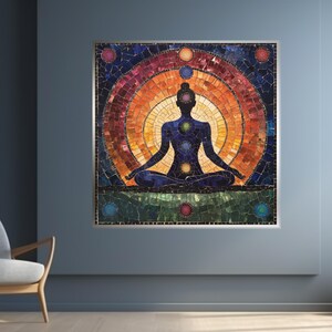 Chakra Meditation Canvas, Spiritual Wall Art, Yoga Art Print, Chakra Poster, Wall Art Canvas Design, Ready to Hang Decoration image 3