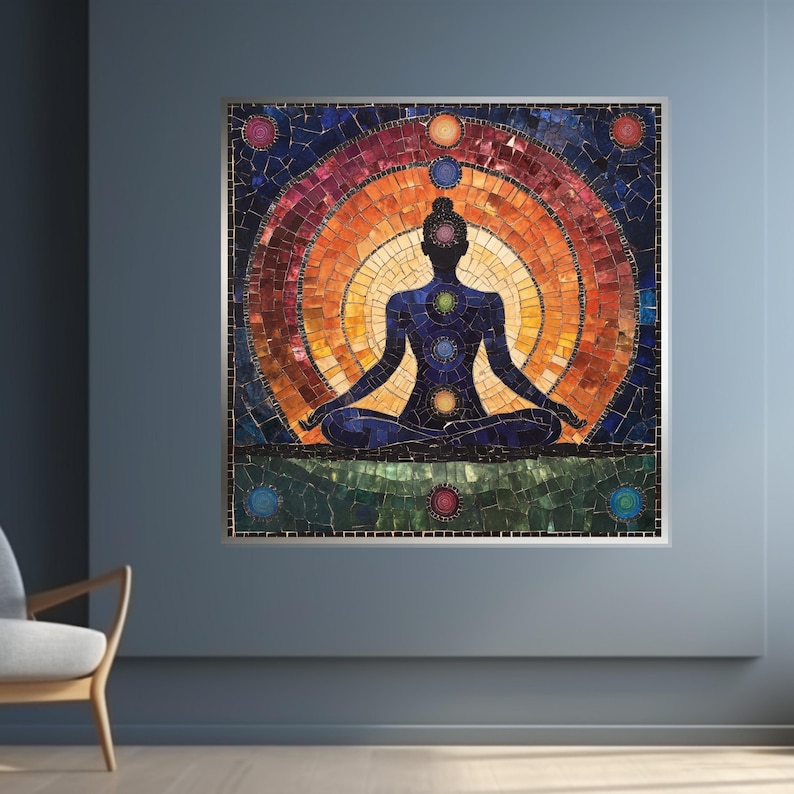 Chakra Meditation Canvas, Spiritual Wall Art, Yoga Art Print, Chakra Poster, Wall Art Canvas Design, Ready to Hang Decoration image 3