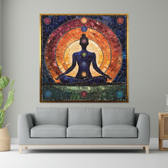 Chakra Meditation Canvas, Spiritual Wall Art, Yoga Art Print, Chakra Poster, Wall Art Canvas Design, Ready to Hang Decoration
