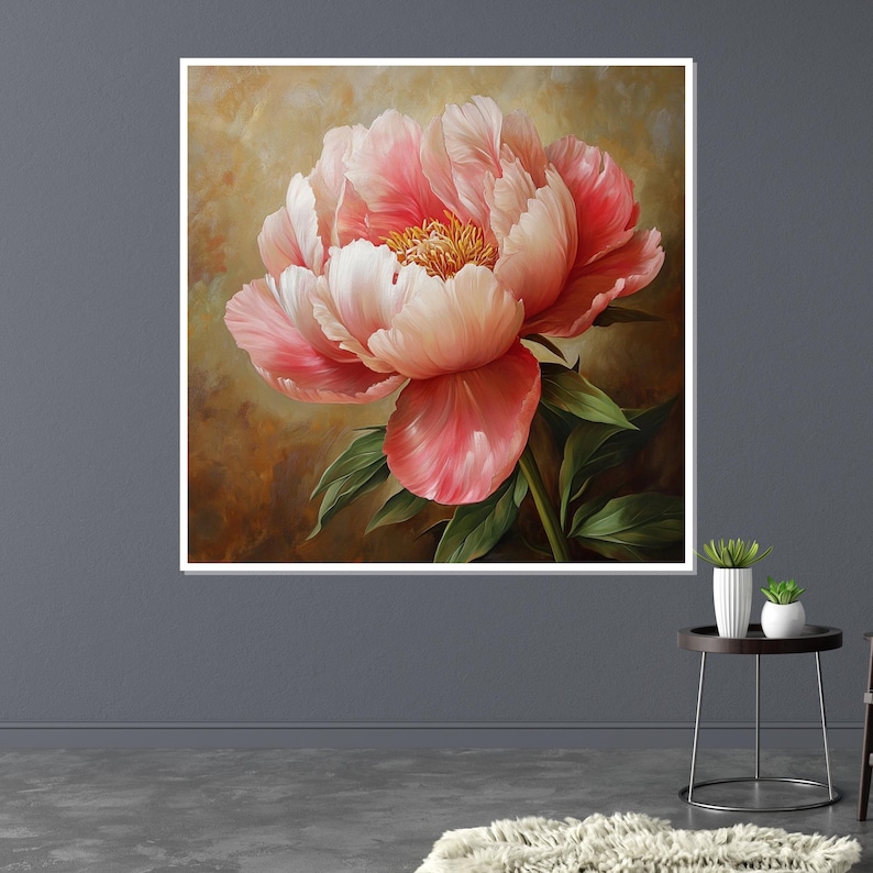 Blush Peony Canvas, Floral Wall Art, Pink Flower Print, Botanical Wall ...