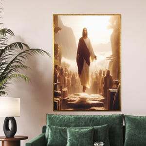 Ascension Canvas Art, Spiritual Wall Print, Divine Scene Poster, Religious Wall Art, Canvas Design, Ready to Hang Decoration