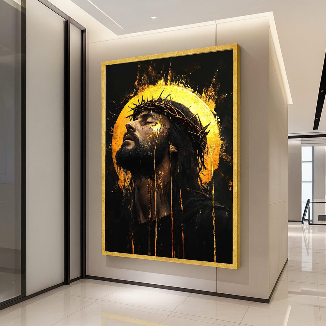 Jesus Christ Crown of Thorns Canvas, Spiritual Christian Wall Art ...
